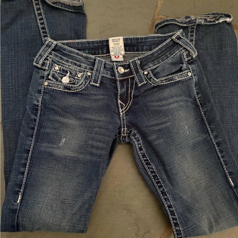 True Religion Women's Dark Wash Straight Leg Jeans
